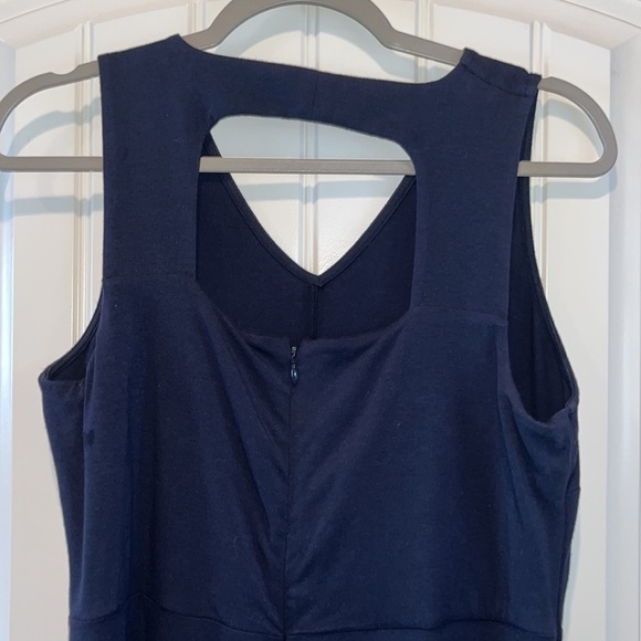 Talbots navy blue maxi dress casual staple minimalist cute back cutout Medium - Picture 5 of 11